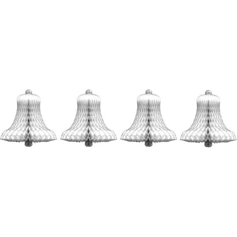 4x Kerst decoratie kerstklok wit 50 cm -