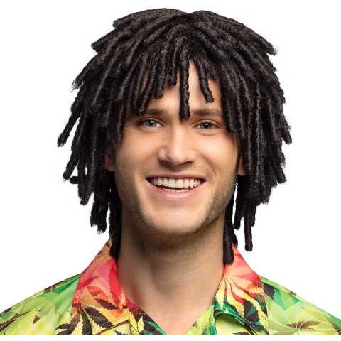 Verkleed pruik heren - zwart - met half lange dreadlocks - carnaval -