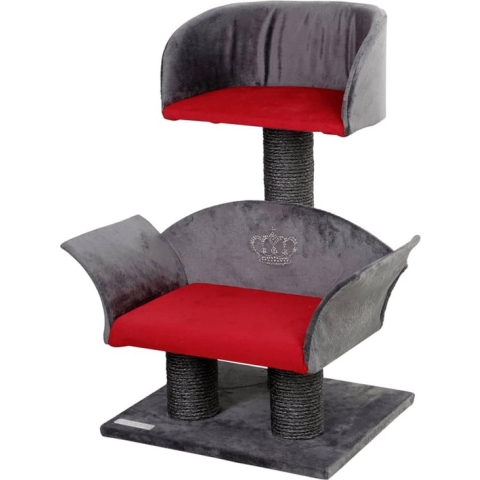 Kerbl-Krabpaal-Lounge-Deluxe-grijs-en-rood-81548
