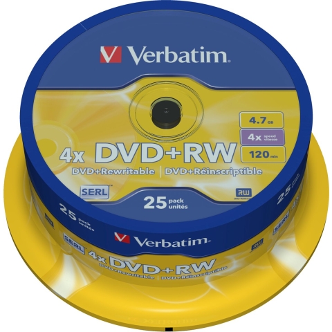 Verbatim 43489 DVD+RW disc 4.7 GB 25 stuk(s) Spindel Herschrijfbaar