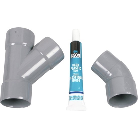 Scanpart duo afvoerstuk wasmachine en condensdroger 40 mm - Grijs PVC Y-stuk - Inclusief bocht en PVC lijm
