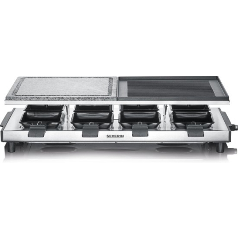 Severin RG 2373 Raclettegrill met natuurlijke grillsteen en grillplaat zilver
