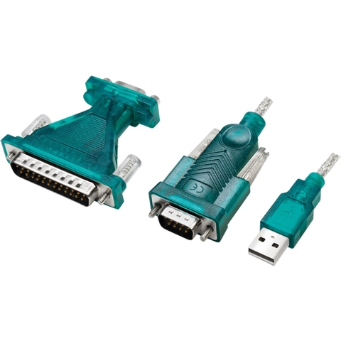LogiLink Adapter Serieel [1x USB-A 2.0 stekker - 1x D-sub stekker 9-polig, D-sub stekker 25-polig] 1.3 m Groen