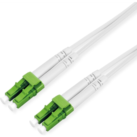 ROLINE glasvezelkabel duplex, 9/125µm OS2, LC/LC, APC, staal versterkt, LSOH , wit, 1 m