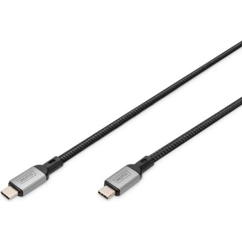 Digitus USB-C-kabel USB 4.0 USB-C stekker 1.00 m Zwart Afscherming gevlochten, Afgeschermd, Scheurbestendig, Rond, 8K UHD DB-300443-010-S