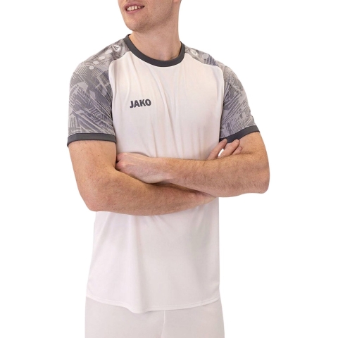 JAKO 4224 Shirt Iconic Km - Wit/Zachtgrijs/Antra Light - M