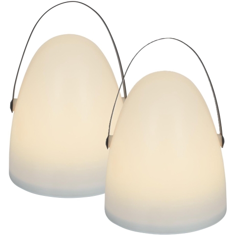 Portable buitenlamp - 2x - wit - met greep - op batterijen - binnen/buiten - H30 cm -