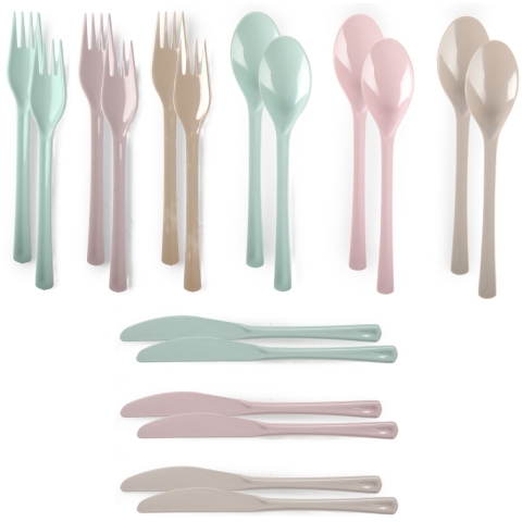 Bestekset van kunststof - 24 pers - 72x - herbruikbaar plastic - 19 cm - BBQ / Verjaardag -