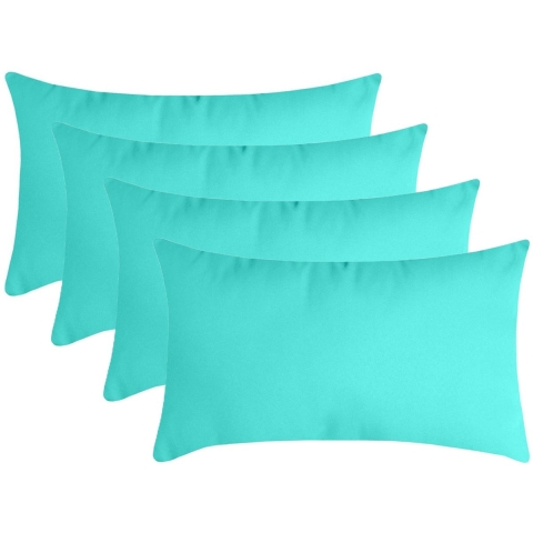 Stof Textile sierkussen Nelson - 4x - aqua blauw - 30 x 50 cm - bank kussens - polyester -