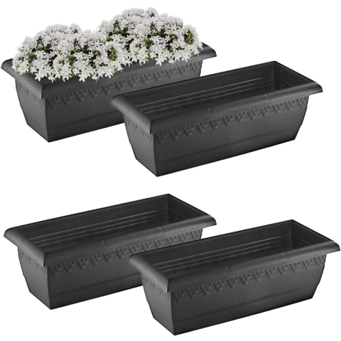 Hega Hoger Plantenbak Jardinera - 4x - anctraciet grijs - 50 cm -