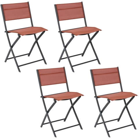 Home Deco Factory camping buiten klapstoel - 4x - aluminium - terracotta - L46 x B50 x H80 cm -