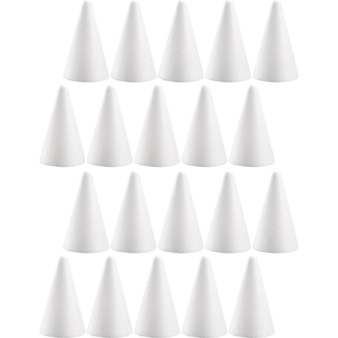 Piepschuim kegels - 20x st - wit - H12 cm - styropor vormen - Hobby/diy - knutselmateriaal -
