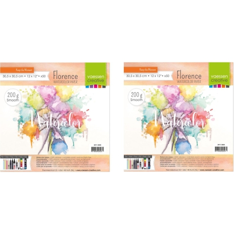 2x Aquarel papier schetsboeken 100 vellen 200 gram 30,5 x 30,5 cm -