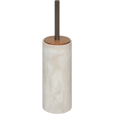 Toiletborstel Como Marble - in houder - kunststeen - wit - 10 x 37 cm -
