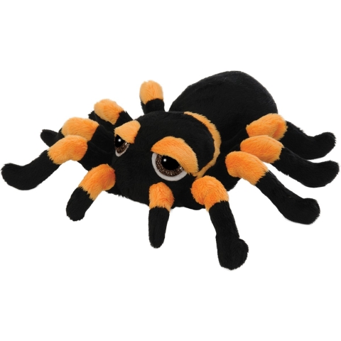 Pluche knuffel spin - tarantula - zwart/oranje - 33 cm - speelgoed -