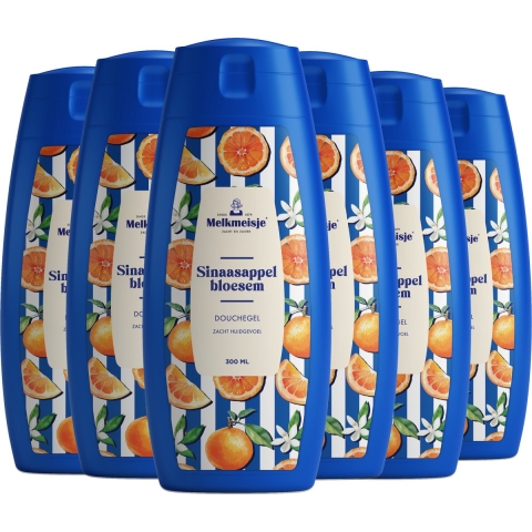 6x Melkmeisje Douchegel Sinaasappel 300 ml