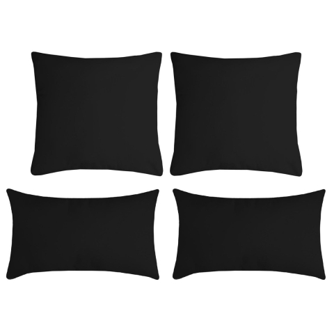 Stof Textile sierkussen Nelson - set 4x - zwart - 2 formaten - polyester -