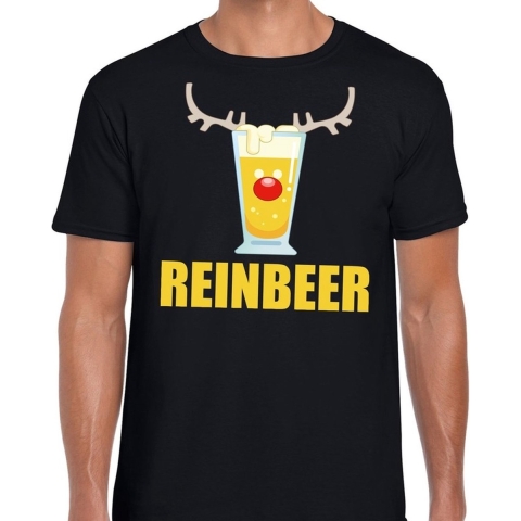 Foute Kerst t-shirt Reinbeer zwart voor heren XL -