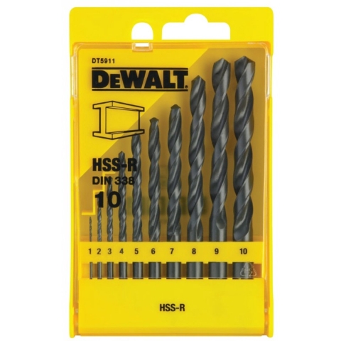 DeWALT DT5911 10 Delige HSS-R Metaalborenset In Cassette