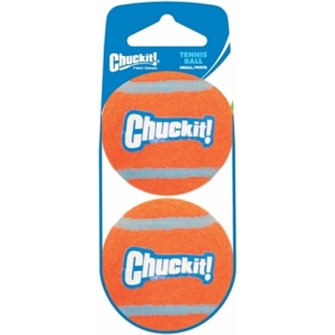 Chuckit! Tennis Ball - Hondenspeelgoed - Hondenbal - Natuurlijk rubberen kern - Small - Ø5 cm - Oranje/Blauw - 2 Stuks