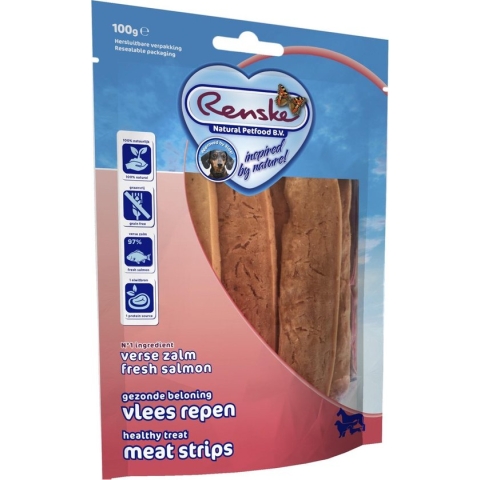 Renske Vleesrepen - Hondensnack - Zalm & Groente - 100 g