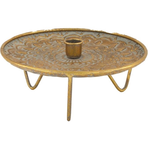 Kandelaar metaal Ø22x9,5cm goud