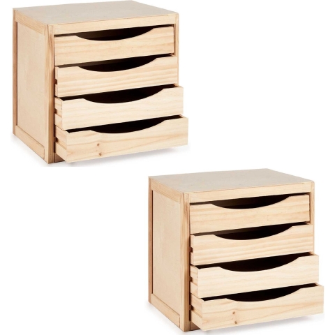 2x Stuks Kantoor organiser ladeblokken hout 39 x 30 x 38 cm - 5x lades -