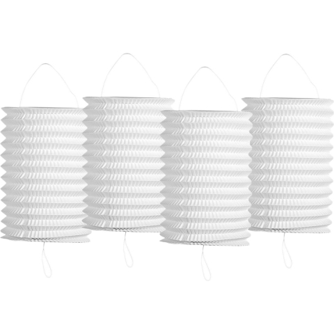 Treklampion - Pakket van 8x stuks - wit - papier - Dia 16 x H20 cm -