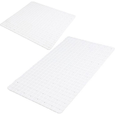 Urban Living Douche/badkamer anti-slip matten set - 2x stuks - rubber - wit -