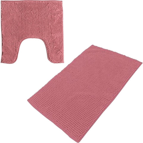 Urban Living badkamer droogloop matjes/tapijt - set 2x stuks - polyester - oud roze -