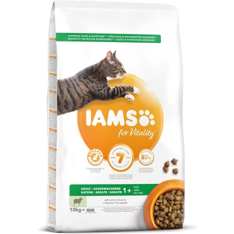 Iams Cat Adult - Lam - Kattenvoer - 10 kg