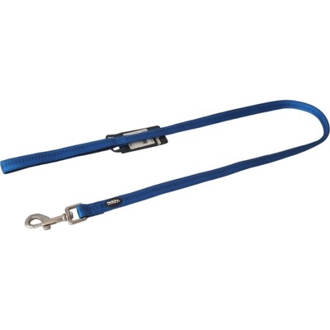 Nobby Soft Grip Hondenlijn - Dubbel Nylon - Gevoerd - Blauw / Zwart - Breedte 20 mm - Lengte 120 cm