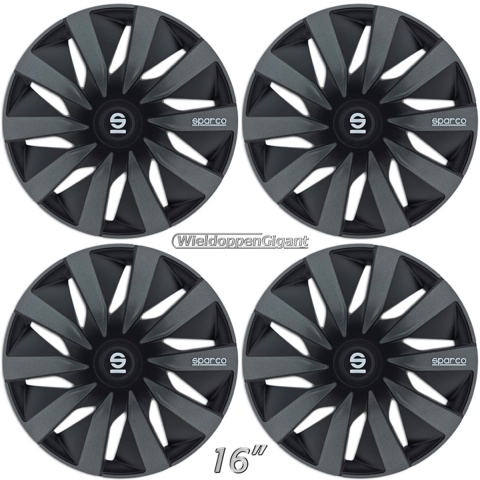 wieldoppen Lazio 16 inch ABS zwart/grijs set van 4