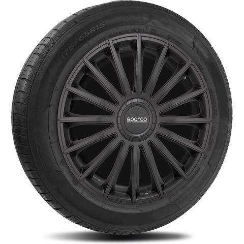 4-Delige Sparco Wieldoppenset Treviso 15-inch zwart