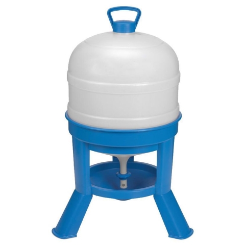 Gaun Pluimvee drinktoren – Op pootjes – 16 cm hoog – 30 Liter inhoud – Met sifon – Blauw