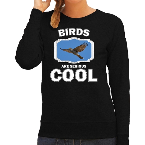 Dieren vliegende havik roofvogel sweater zwart dames - birds are cool trui L -