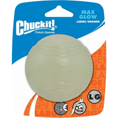 Chuckit! Max Glow Ball – Hondenspeelgoed – Hondenbal - Drijvend – Apporteerspeelgoed – Glow in the dark - Large - Ø7 cm - 1 Stuks