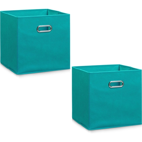 Opbergmand/kastmand - 6x - petrol - 28 x 28 cm - polyester - speelgoedmand -