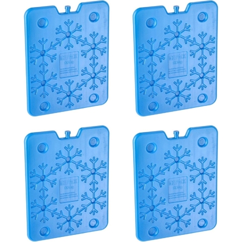 Plat groot koelelement - 4x - blauw - kunststof - 800 ml - 25 x 32 cm -