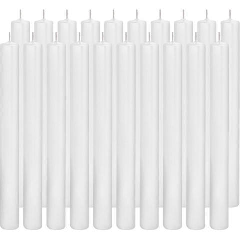 Dinerkaarsen wit - 20x - 25 cm - 14 branduren -