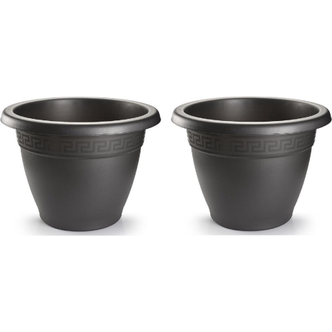 Plasticforte Plantenpot - 4x - antraciet - 50x40 cm - bloempot - kunststof - rond -
