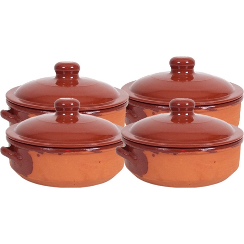 Gerimport Ovenschaal/braadpan - 4x - met deksel - Salamanca - 24 x 9 cm - 4 liter - steen -