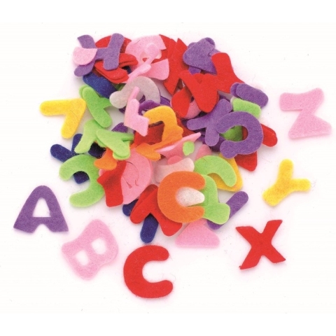Hobby vilt 450x stuks gekleurde vilten letters 2,5 cm -