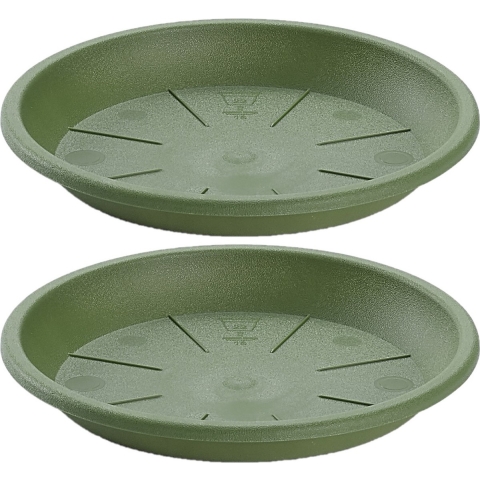 5x stuks opvangschaal Plantenpot donkergroen rond 32 cm -