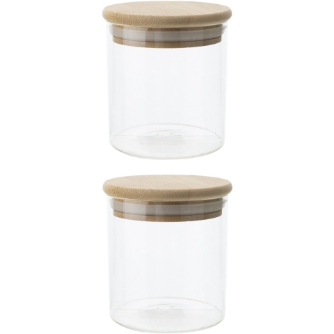 Set van 4x stuks voorraadpotten/bewaarpotten 330 ml glas met houten deksel -