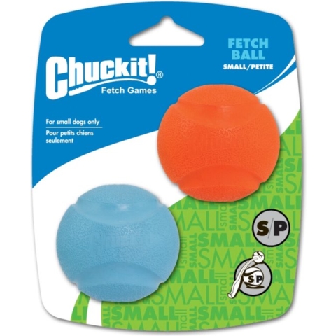 Chuckit! Fetch Ball - Hondenspeelgoed - Hondenbal - Natuurlijk Rubber - Small - Ø5 cm - Oranje/Blauw - 2 Stuks