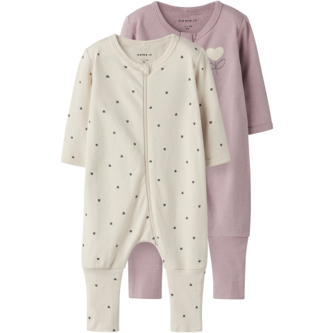Name It Pyjamapak - 2-pack - Noos - NbfNightsuit - Summer Zand/W - Name It - 56 - Pyjamapak