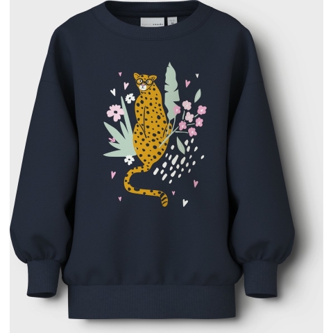 Name It Sweatshirt - NmfValona - Navy Blazer/Cheetah - Name It - 2 jaar (92) - Sweatshirt