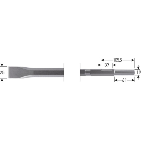 Rotec 6-kant Plattebeitel 25x380mm 6-kant ø21,0 / ø19x66 - 2154011