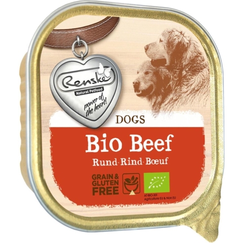 Renske Biologisch Graanvrij vers gestoomd rund natvoer hond (kuip) 27 x 300 g